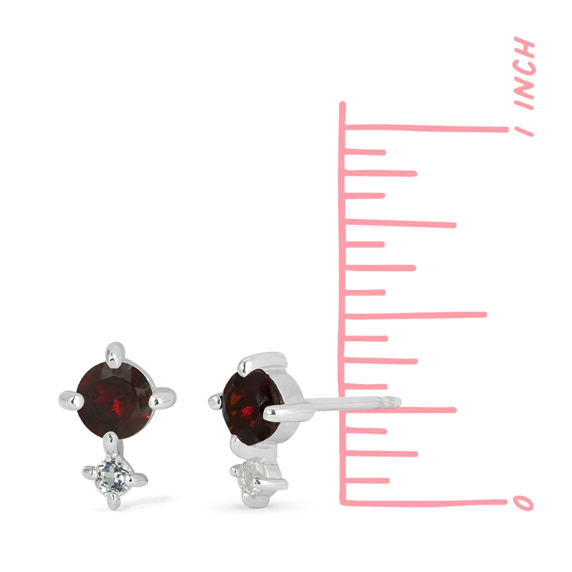 Boma Jewelry Earrings Colored Gemstone Studs with White Topaz