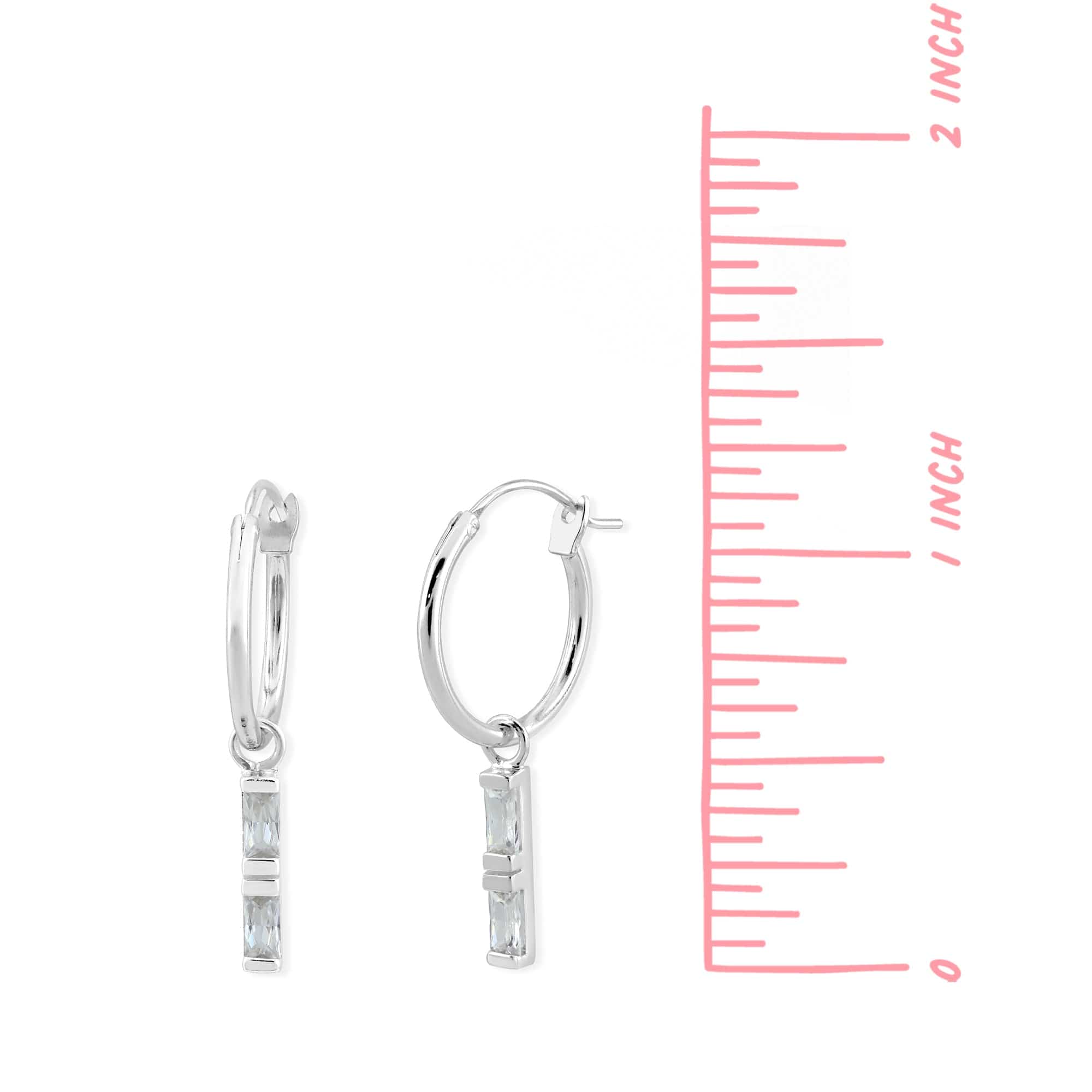 Boma Jewelry Earrings CZ Gemstone Baguette Hoops