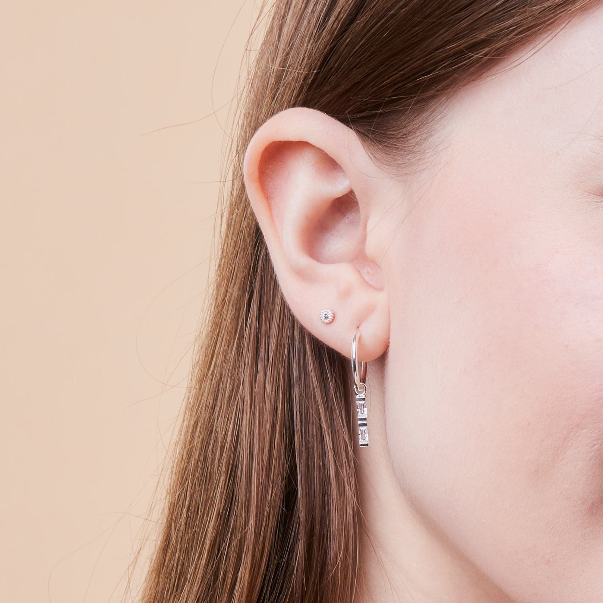 Boma Jewelry Earrings CZ Gemstone Baguette Hoops
