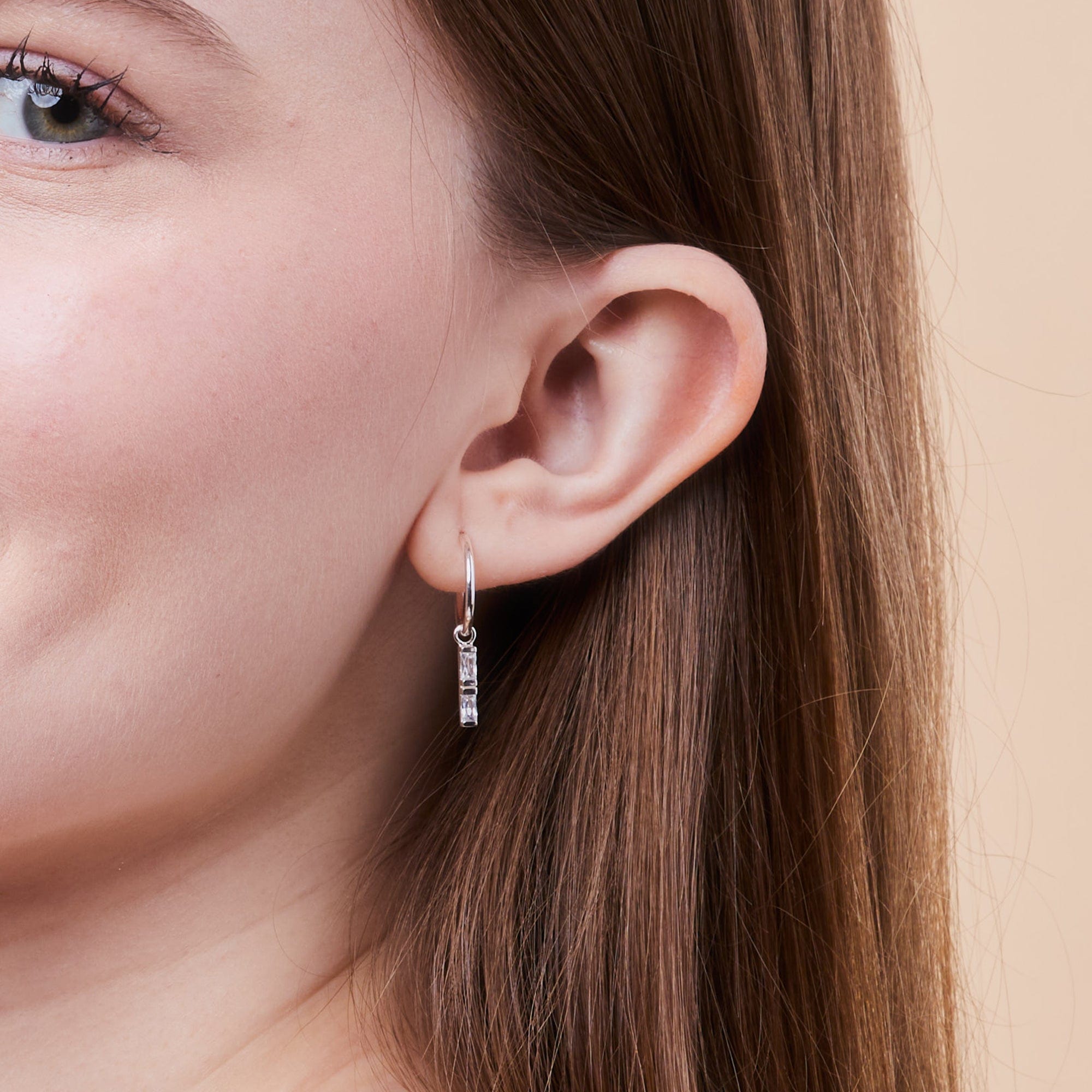 Boma Jewelry Earrings CZ Gemstone Baguette Hoops