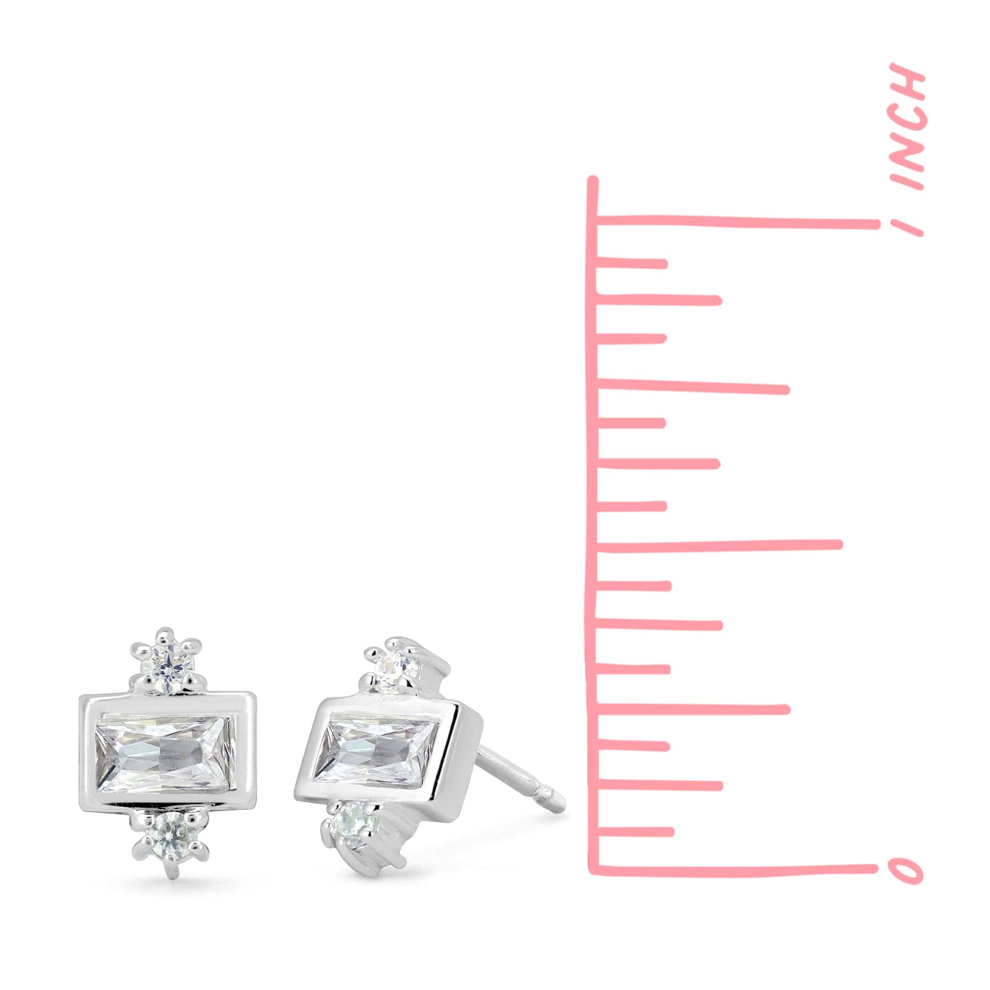 Boma Jewelry Earrings CZ Gemstone Baguette Studs