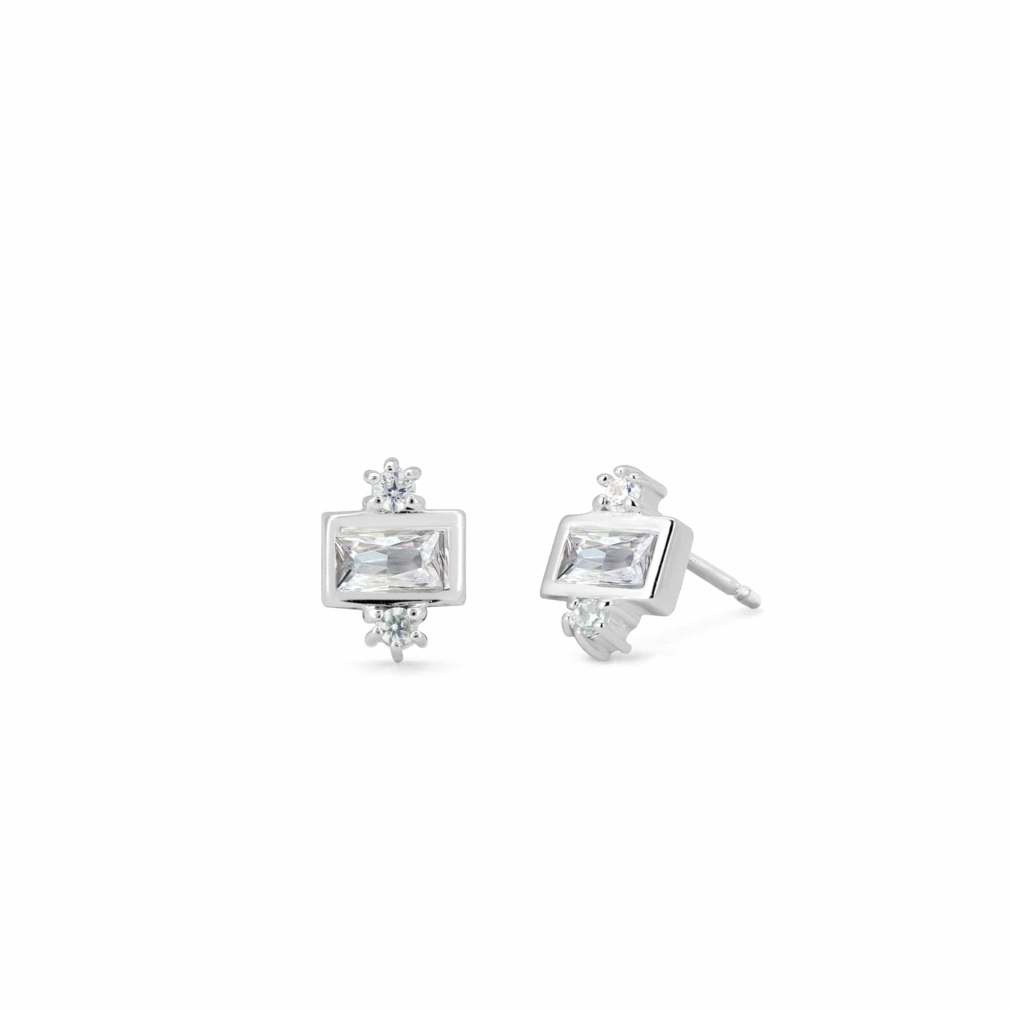 Boma Jewelry Earrings CZ Gemstone Baguette Studs