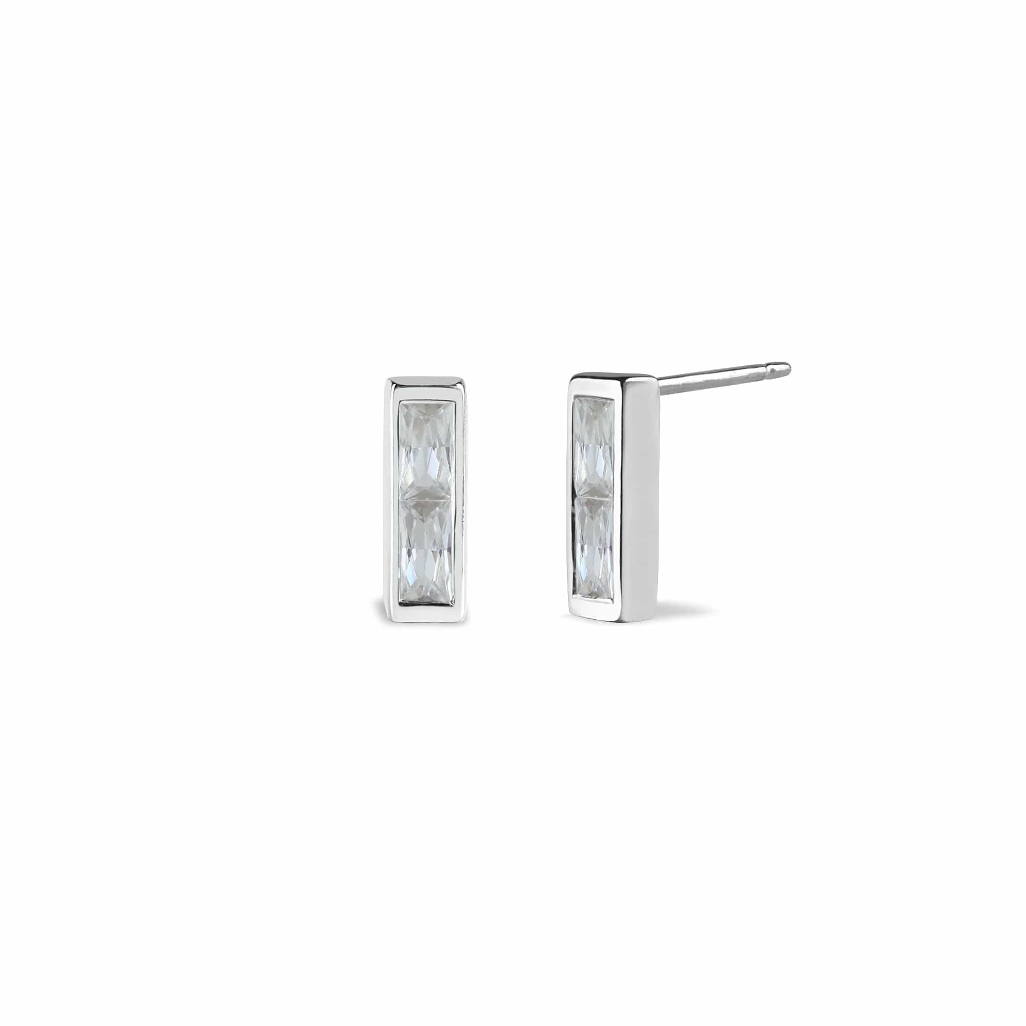 Boma Jewelry Earrings CZ Gemstone Rectangular Baguette Bar Studs