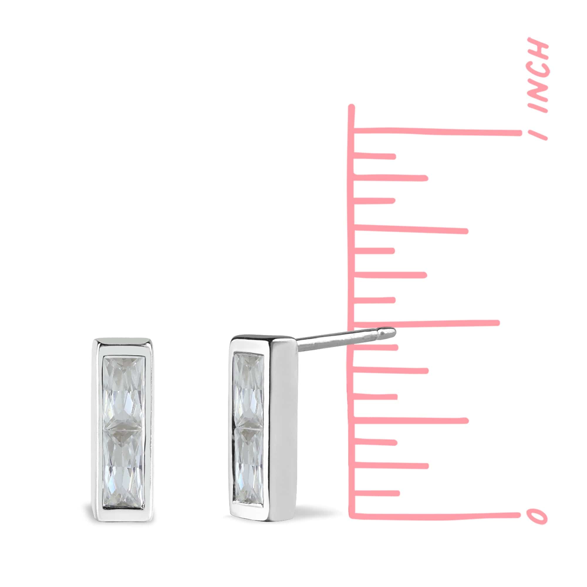 Boma Jewelry Earrings CZ Gemstone Rectangular Baguette Bar Studs