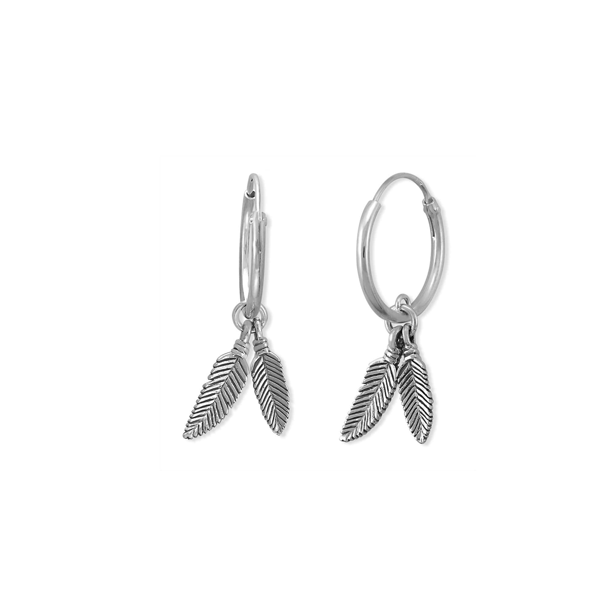 Boma Jewelry Earrings Double Feather Hoops