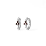 Boma Jewelry Earrings Garnet Huggie Hoops with Triangle Gemstones