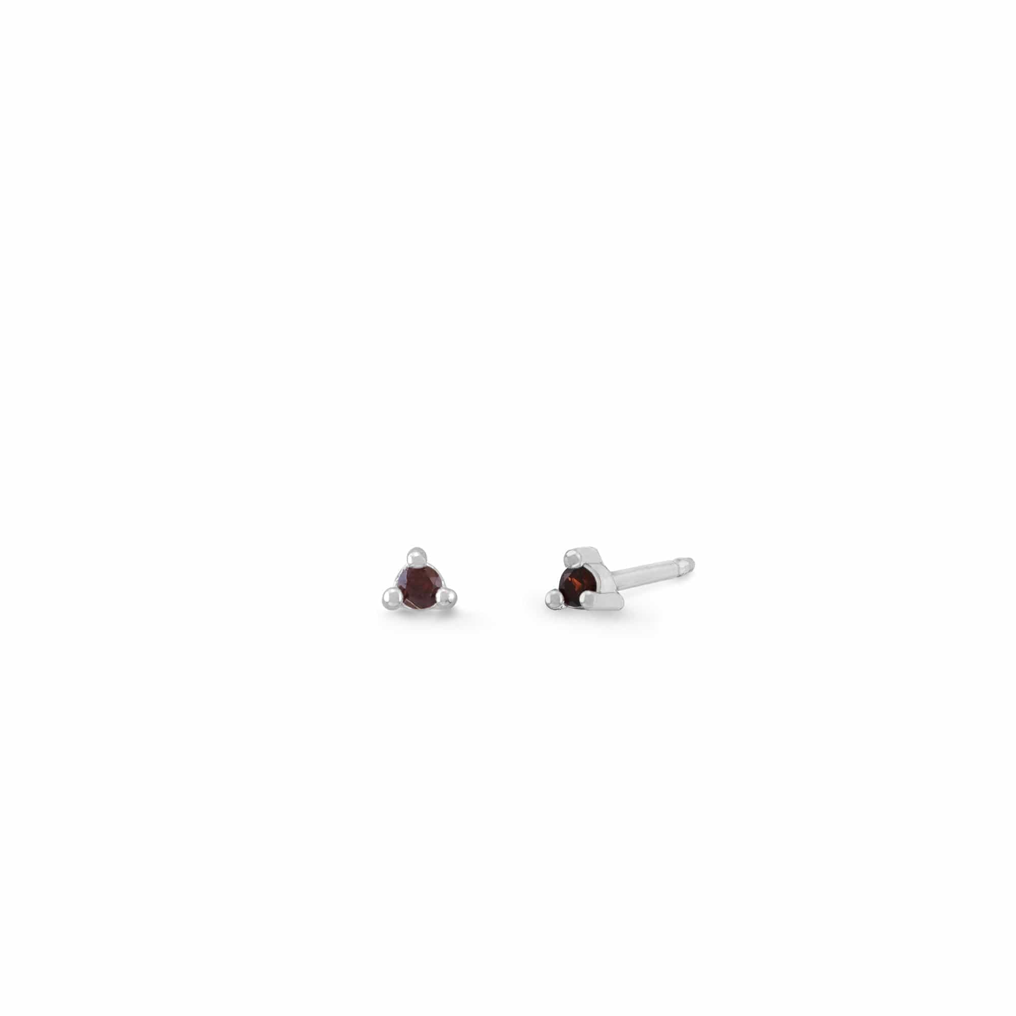 Boma Jewelry Earrings Garnet / Sterling Silver Mini Gemstone Studs