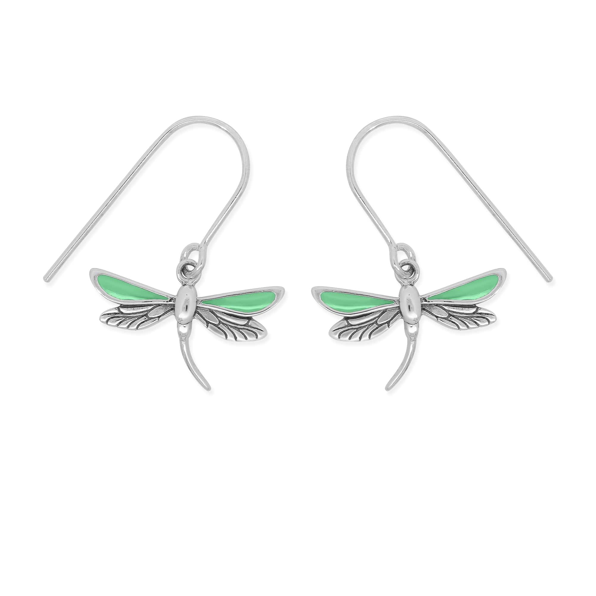 Boma Jewelry Earrings Green Dragonfly Dangle Earrings with Enamel