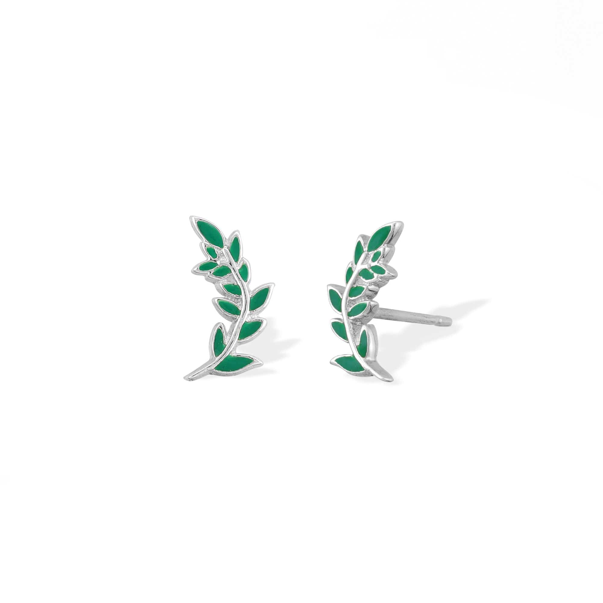 Boma Jewelry Earrings Green Leaf Stud Earrings