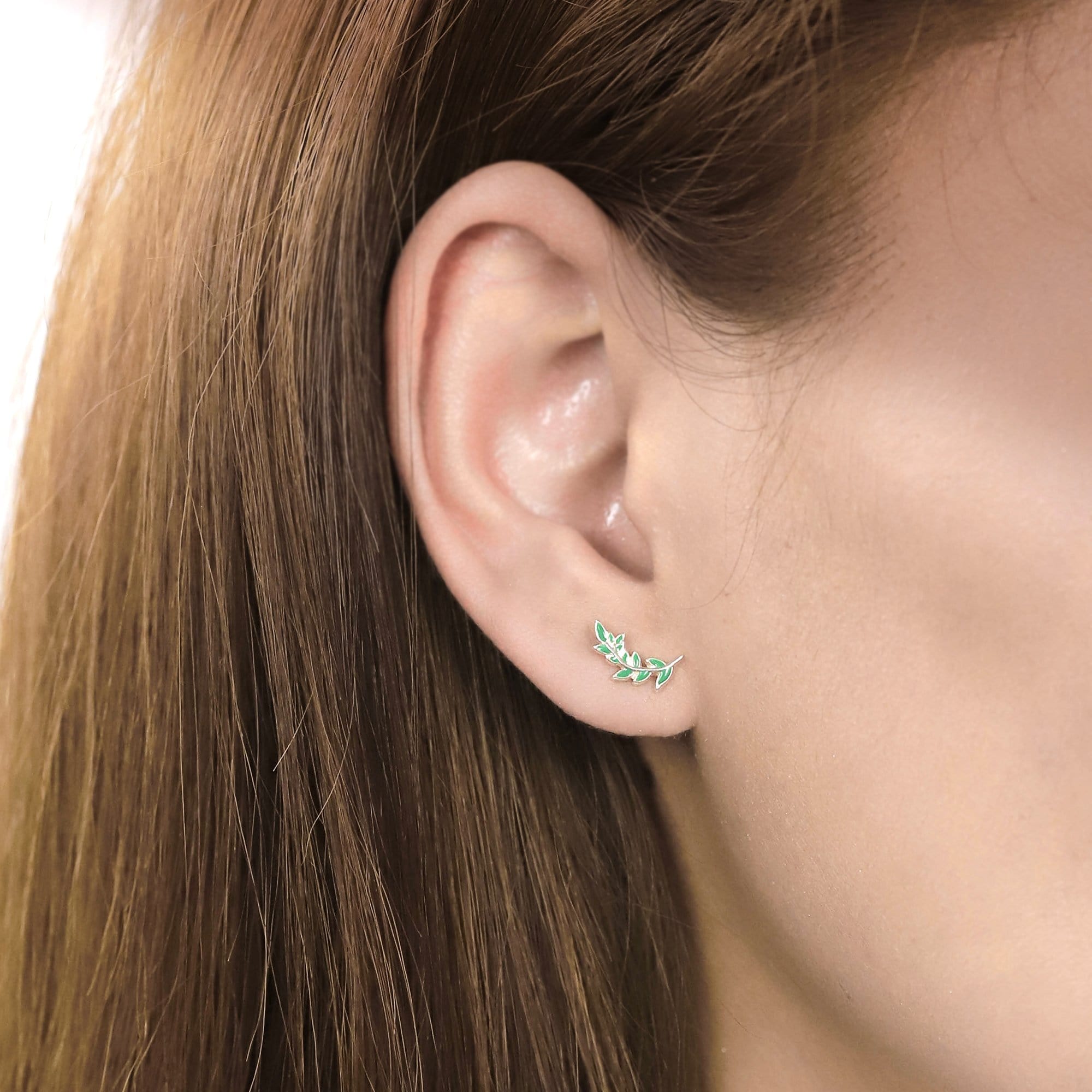 Boma Jewelry Earrings Green Leaf Stud Earrings