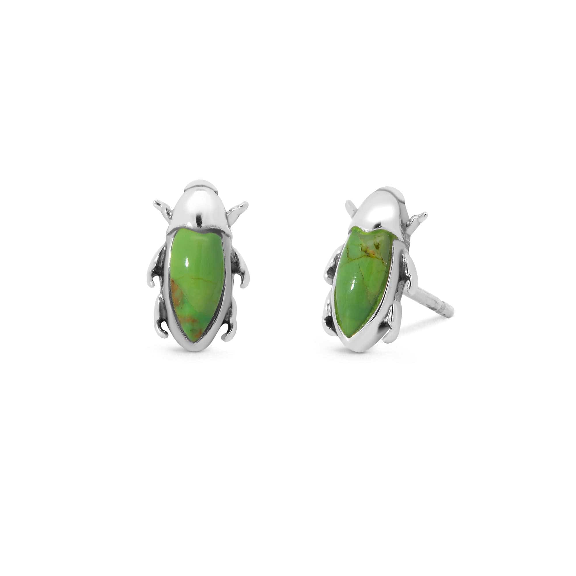 Boma Jewelry Earrings Green Turquoise Bug Stud Earrings with Stone