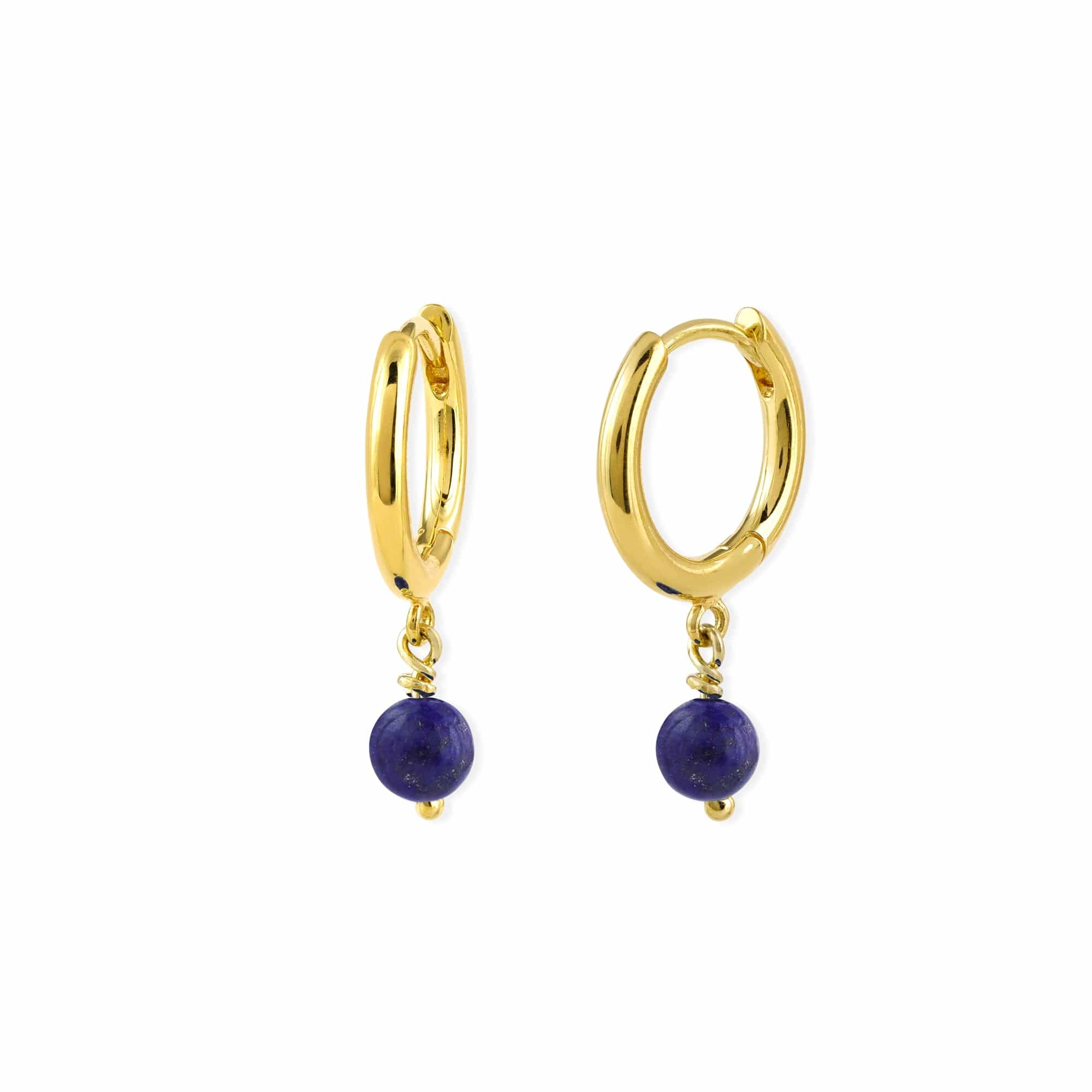 Boma Jewelry Earrings Lapis Lazuli / 14K Gold Plated Treasured Drop Huggies