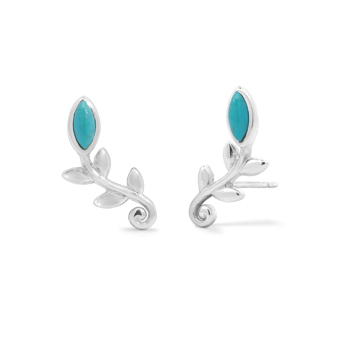 Boma Jewelry Earrings Leaf Branch Stud Earrings with Turquoise