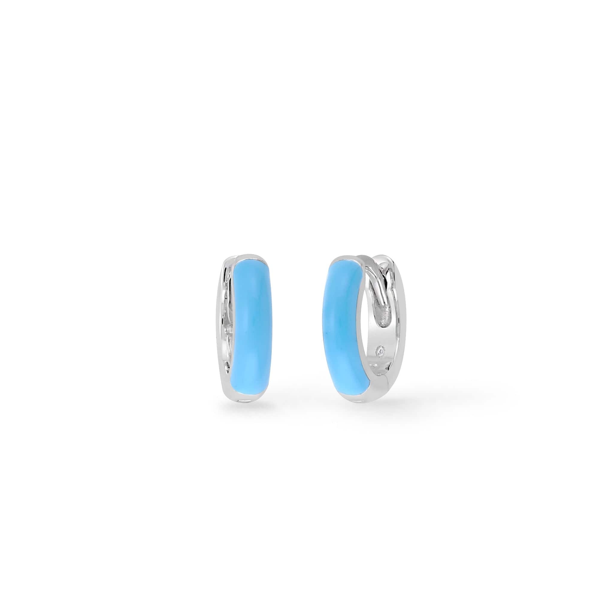 Boma Jewelry Earrings Light blue / Sterling Silver Mini Huggie Hoops with Color