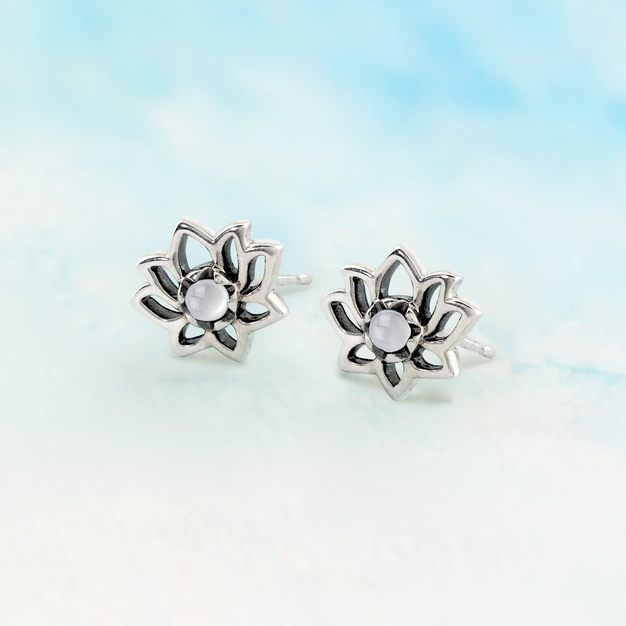 Boma Jewelry Earrings Lotus Studs with Stone