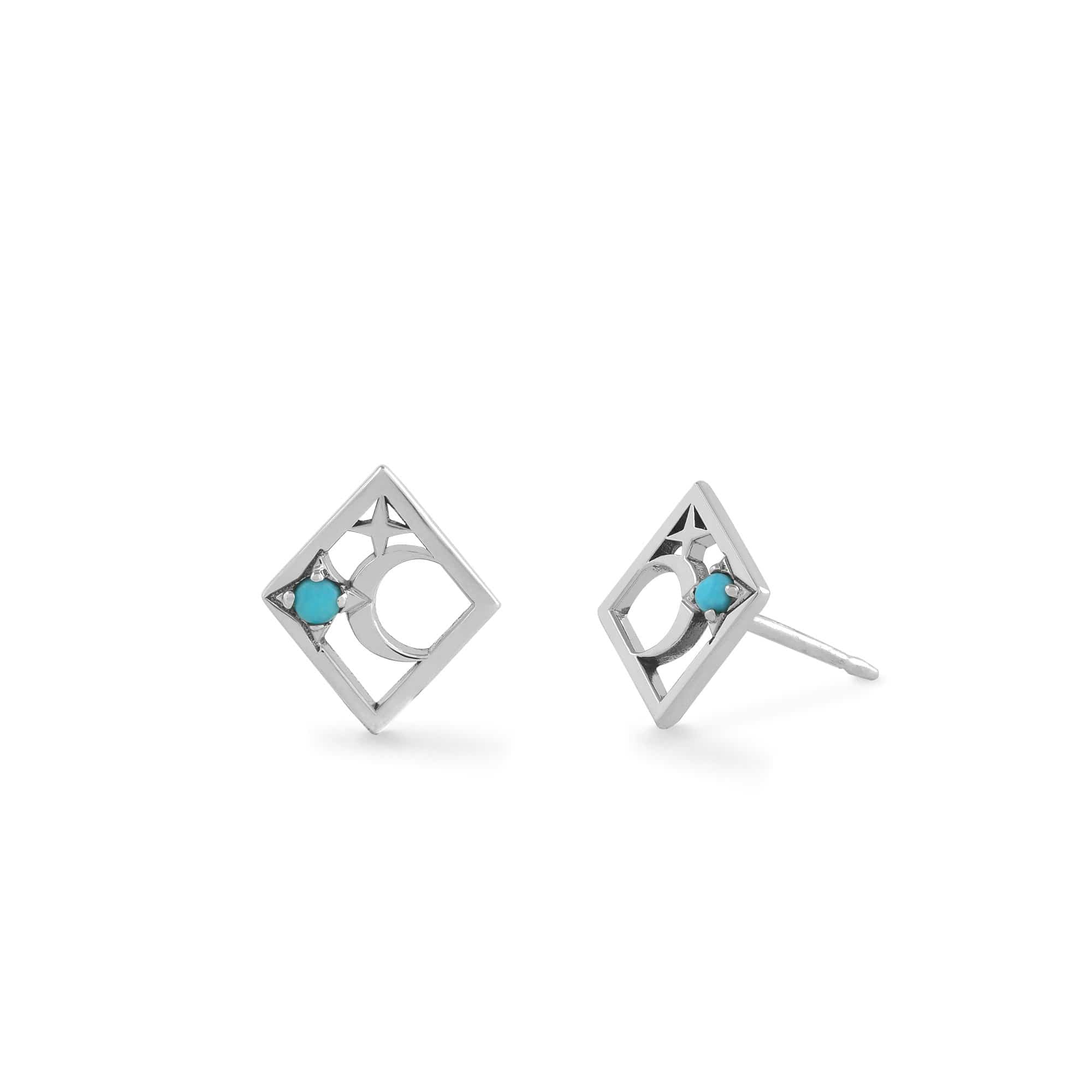 Boma Jewelry Earrings Moonlight Studs with Turquoise