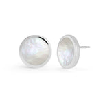 Boma Jewelry Earrings Mother of Pearl Alina Circle Bezel Earrings with Stone