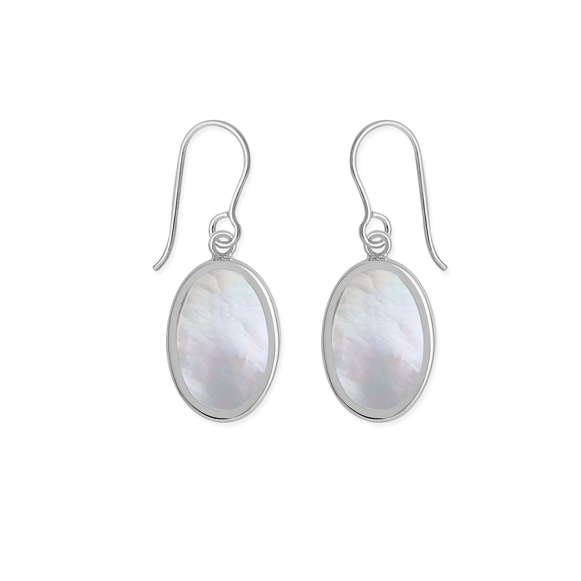 Boma Jewelry Earrings Mother of Pearl Alina Oval Bezel Earrings with Stone