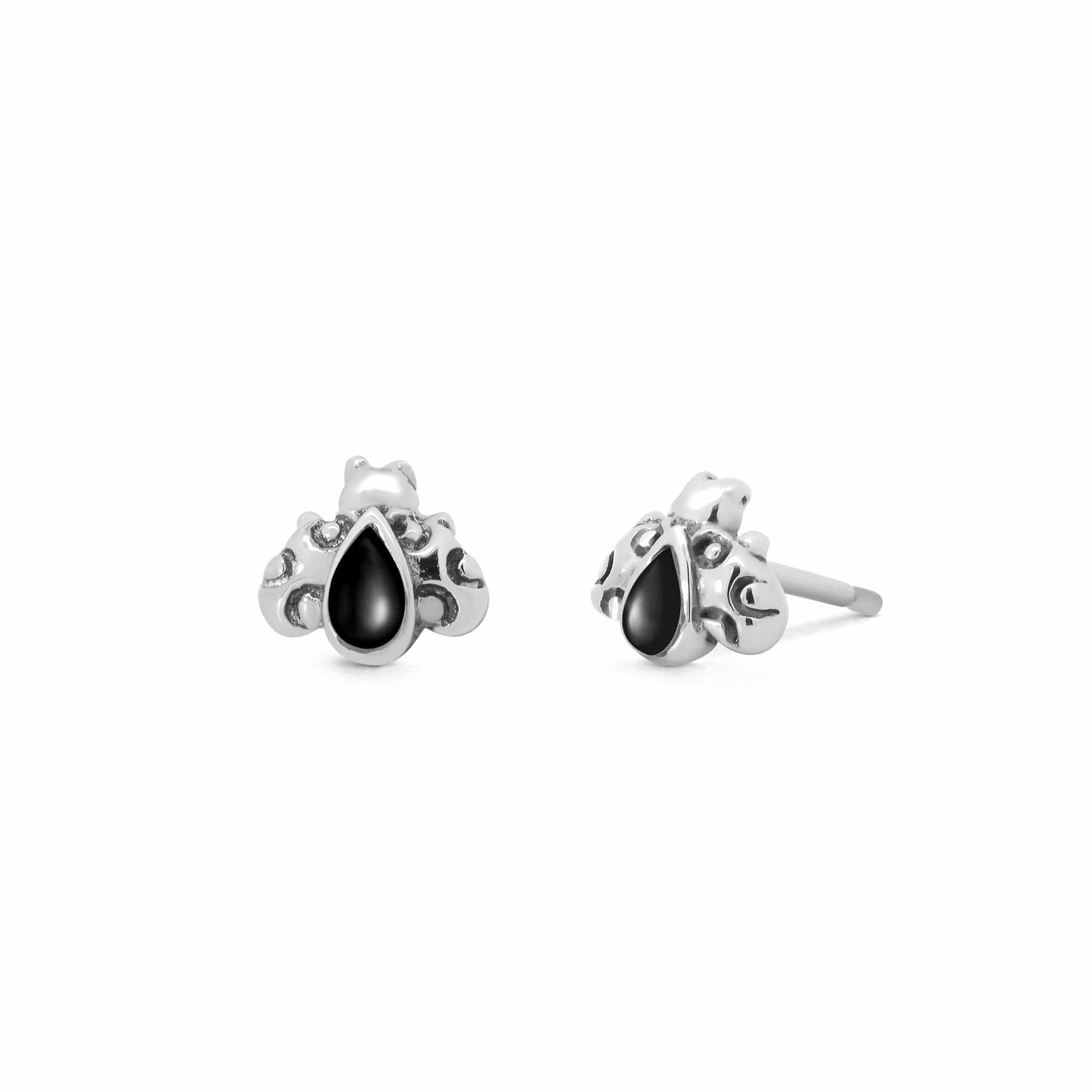 Boma Jewelry Earrings Onyx Bug Stud Earrings  with Stone