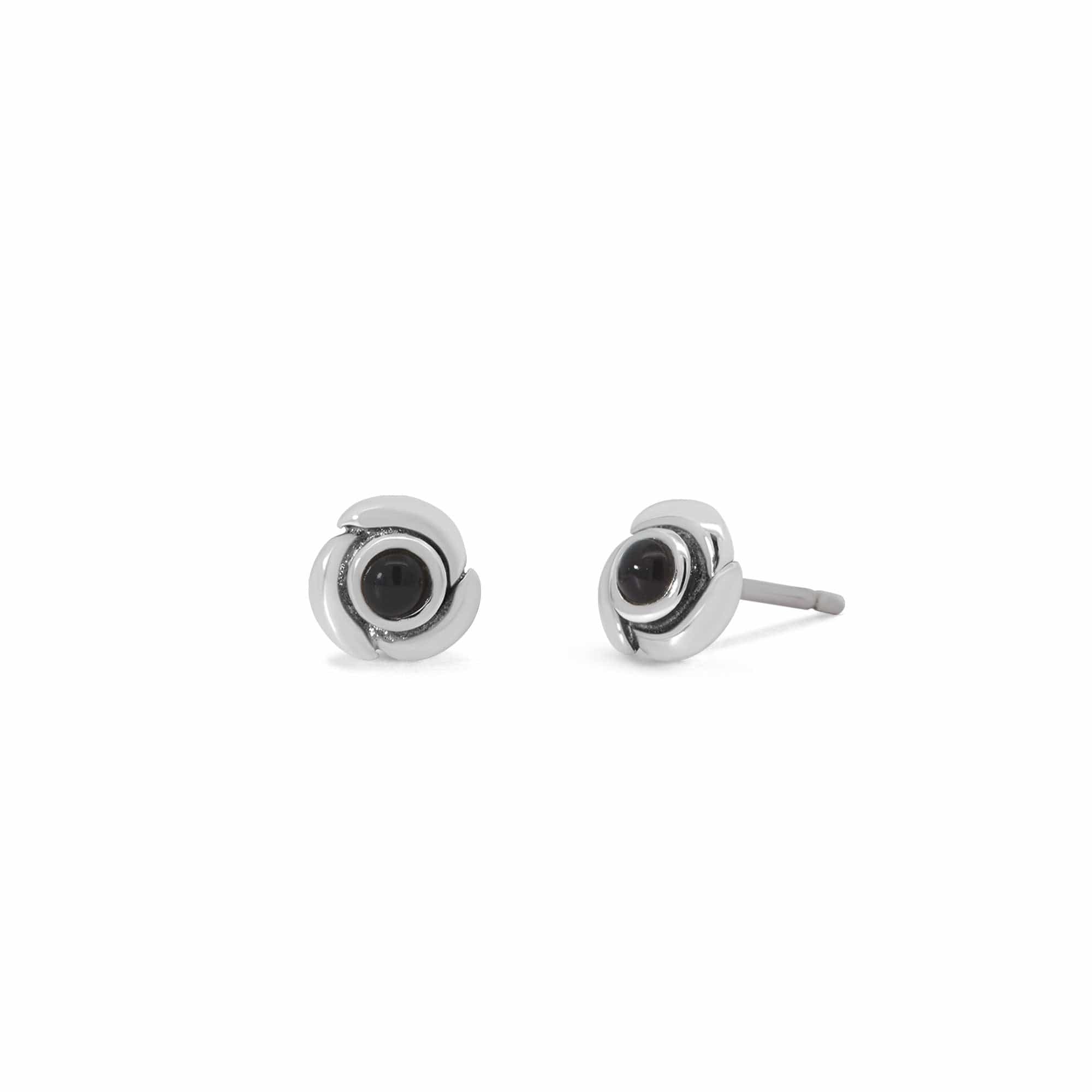 Boma Jewelry Earrings Onyx Spiral Circle Stud Earrings with Stone