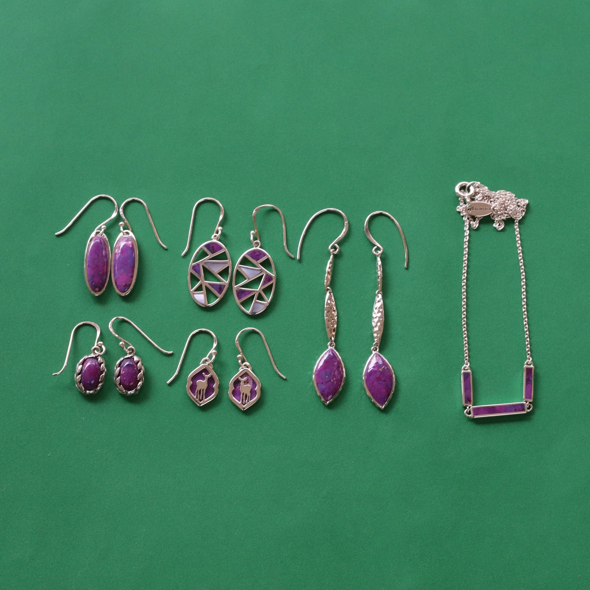 Boma Jewelry Earrings Oval Shaped 2-Stone Mosaic Dangle Earrings