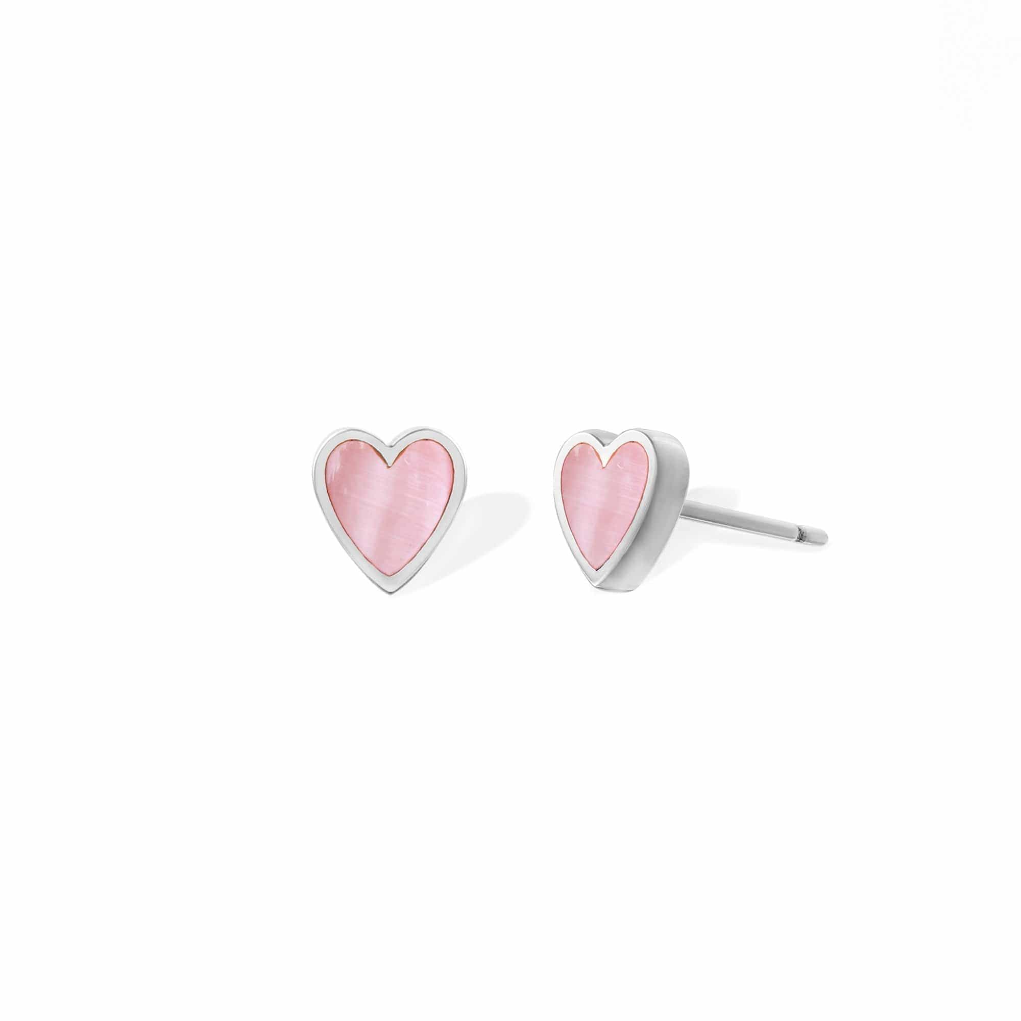 Boma Jewelry Earrings Pink Shell Belle Heart Studs Stone