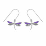 Boma Jewelry Earrings Purple Dragonfly Dangle Earrings with Enamel