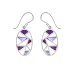 Boma Jewelry Earrings Purple Turquoise/Purple Mother of Pearl Oval Shaped 2-Stone Mosaic Dangle Earrings