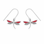 Boma Jewelry Earrings Red Dragonfly Dangle Earrings with Enamel