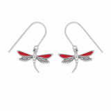 Boma Jewelry Earrings Red Dragonfly Dangle Earrings with Enamel