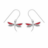 Boma Jewelry Earrings Red Dragonfly Dangle Earrings with Enamel