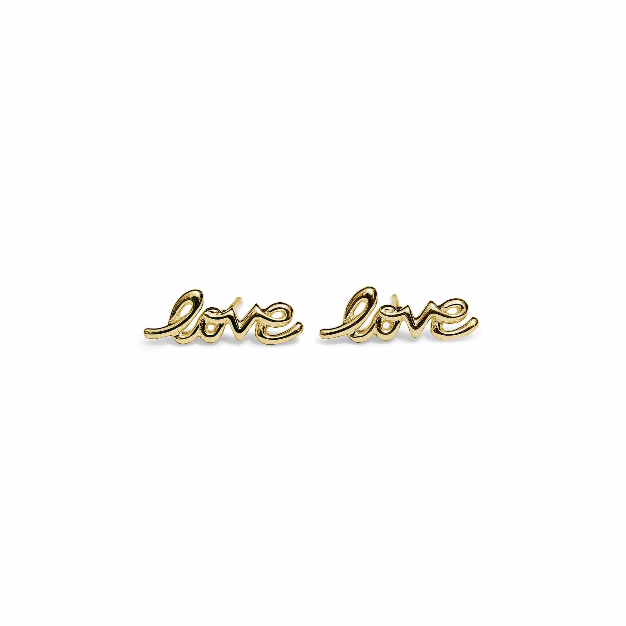 Boma Jewelry Earrings Scripted Love Studs Gold