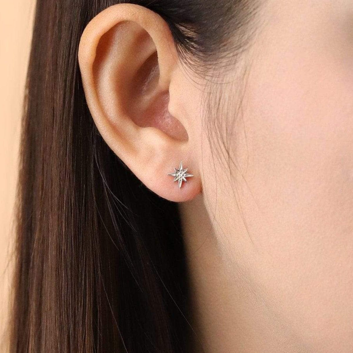 Boma Jewelry Earrings Starburst Studs with White Topaz