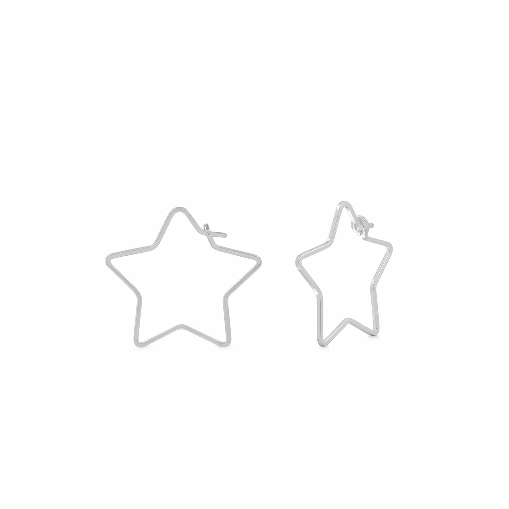 Boma Jewelry Earrings Sterling Silver / 0.8" Star Wire Hoops