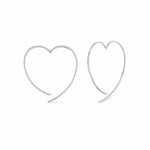 Boma Jewelry Earrings Sterling Silver / 1.5" Heart Pull Through Hoops