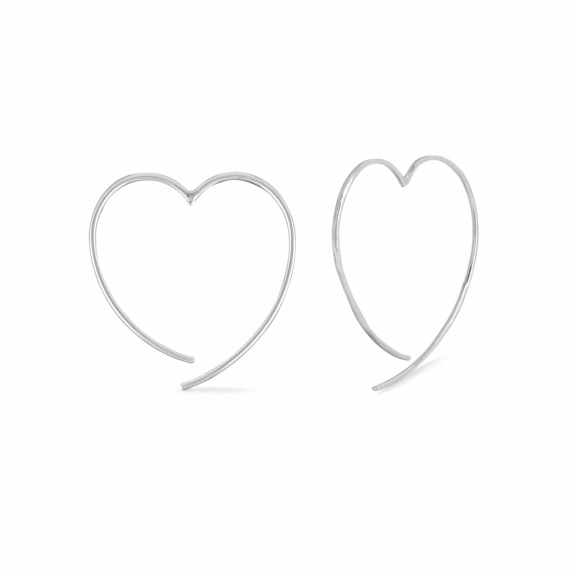 Boma Jewelry Earrings Sterling Silver / 1.5" Heart Pull Through Hoops