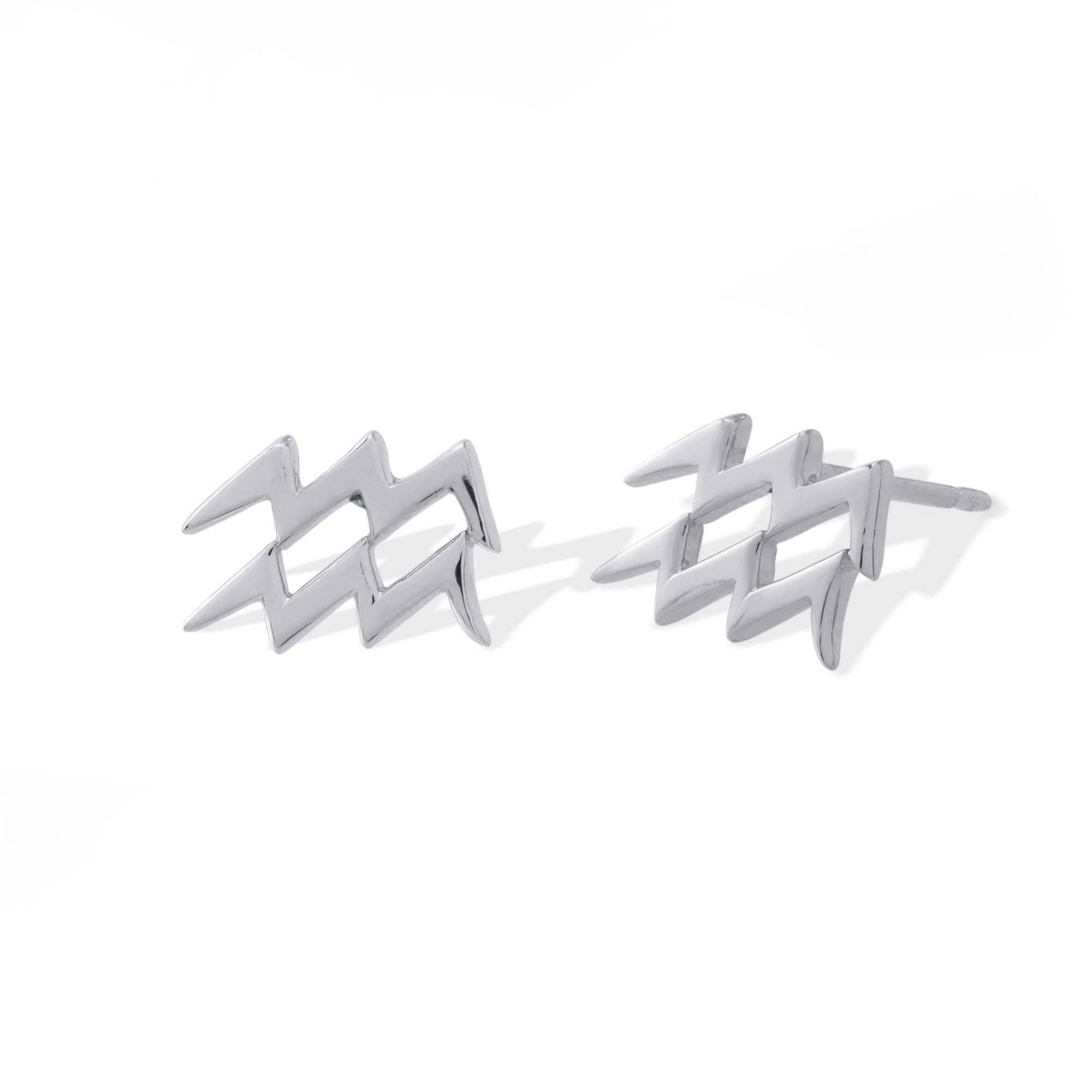Boma Jewelry Earrings Sterling Silver / Aquarius Zodiac Studs