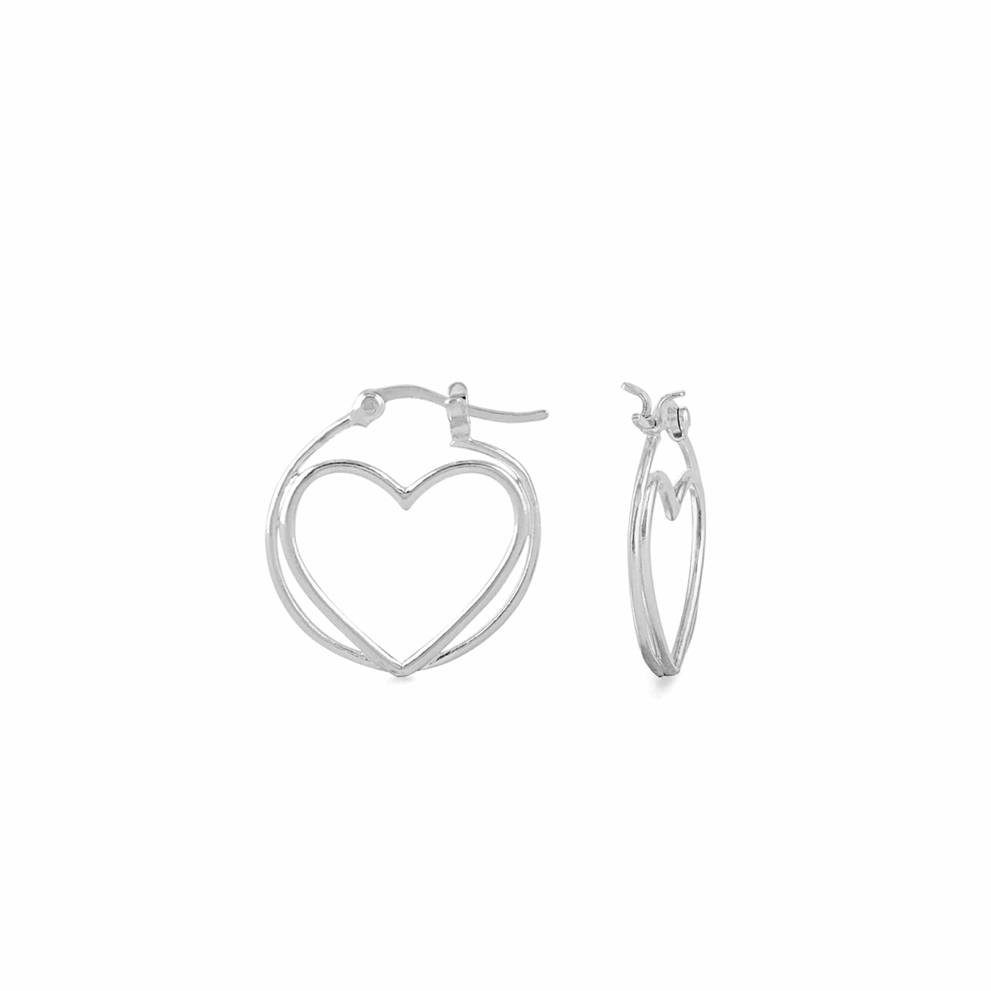 Boma Jewelry Earrings Sterling Silver Double Heart Hoops