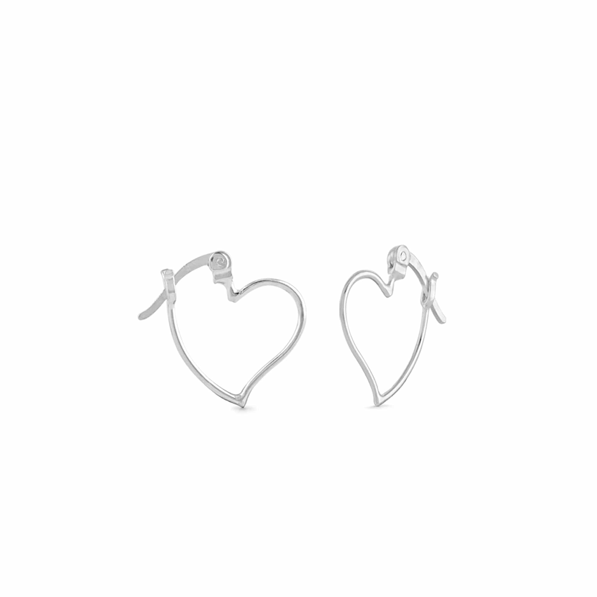 Boma Jewelry Earrings Sterling Silver Heart Tilt Hoops