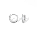Boma Jewelry Earrings Sterling Silver Mini Huggie Hoops with White Topaz