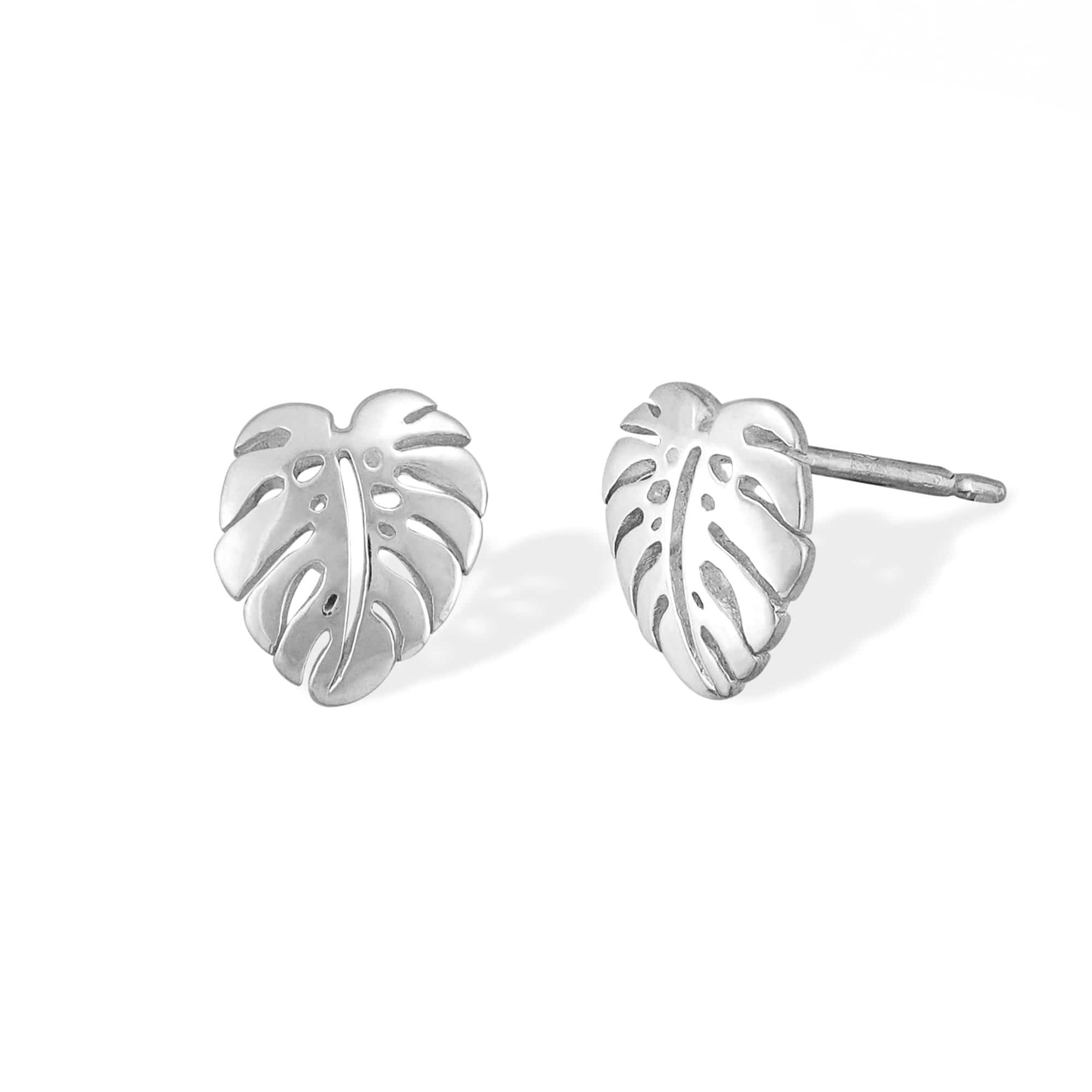 Boma Jewelry Earrings Sterling Silver Monstera Leaf Studs