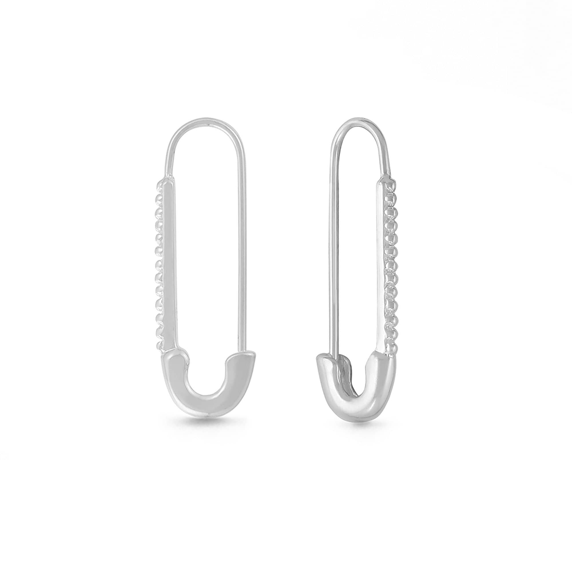 Boma Jewelry Earrings Sterling Silver Safety Pin Hoop Earrings
