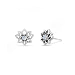 Boma Jewelry Earrings Sterling Silver with Mother of pearl Lotus Studs with Stone