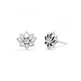 Boma Jewelry Earrings Sterling Silver with Mother of pearl Lotus Studs with Stone