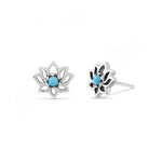 Boma Jewelry Earrings Sterling Silver with Turquoise Lotus Studs with Stone