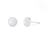Boma Jewelry Earrings Sterling Silver with White Mother of Pearl Belle Studs with Stone