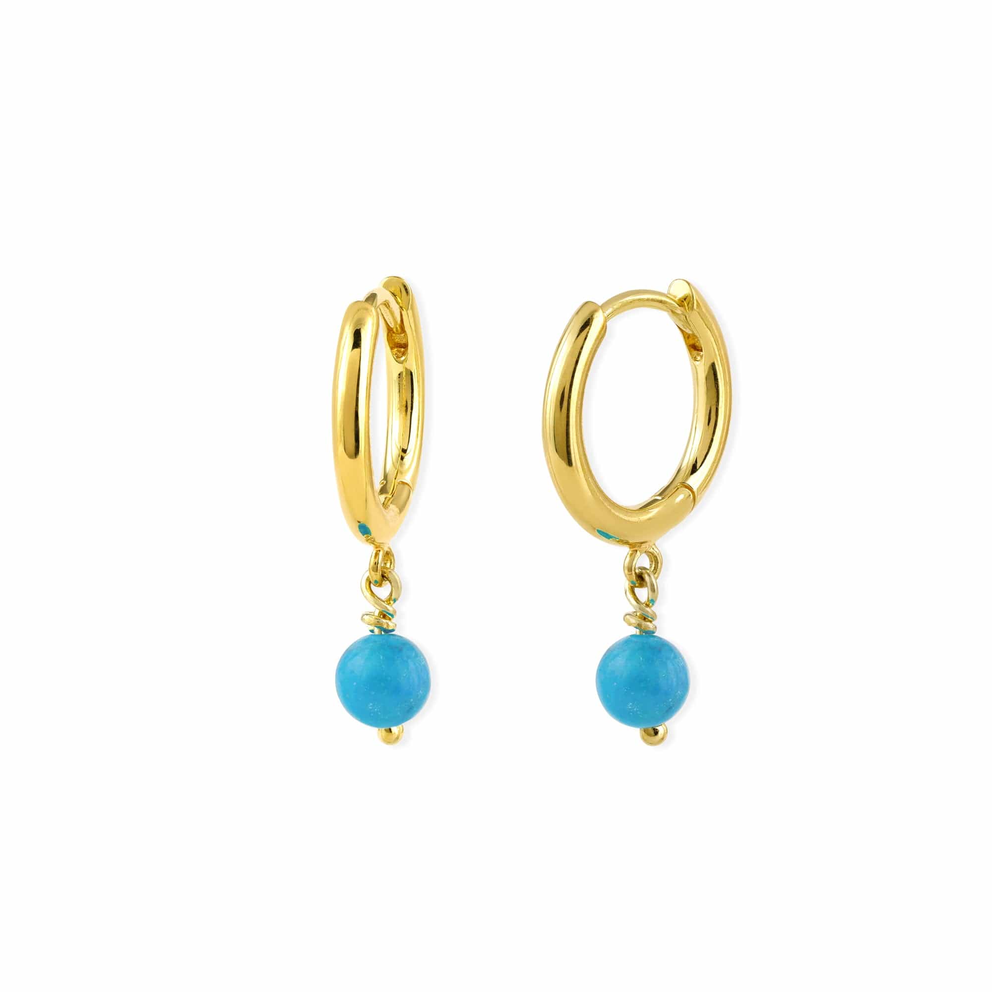 Boma Jewelry Earrings Turquoise / 14K Gold Plated Treasured Drop Huggies