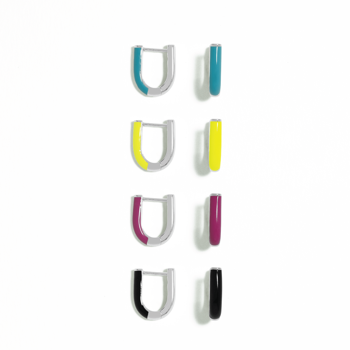 Boma Jewelry Earrings U-Shape Huggie Hoops with Color