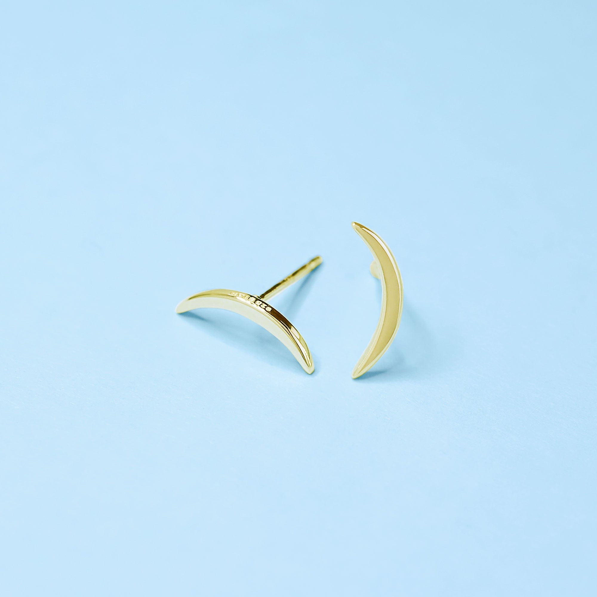 Boma Jewelry Earrings Waxing Crescent Moon Studs Gold