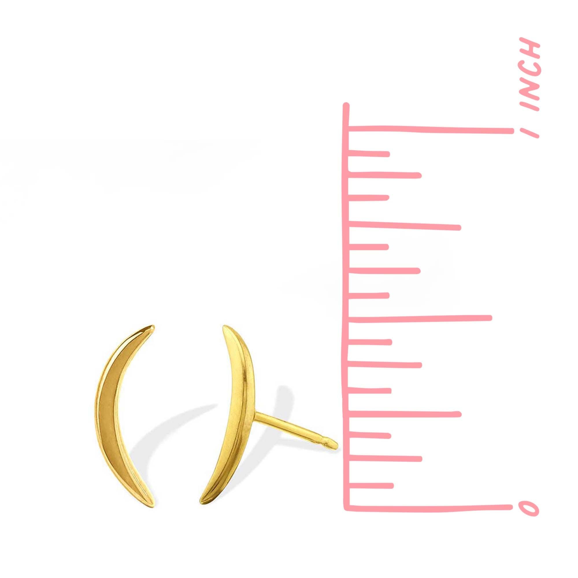 Boma Jewelry Earrings Waxing Crescent Moon Studs Gold